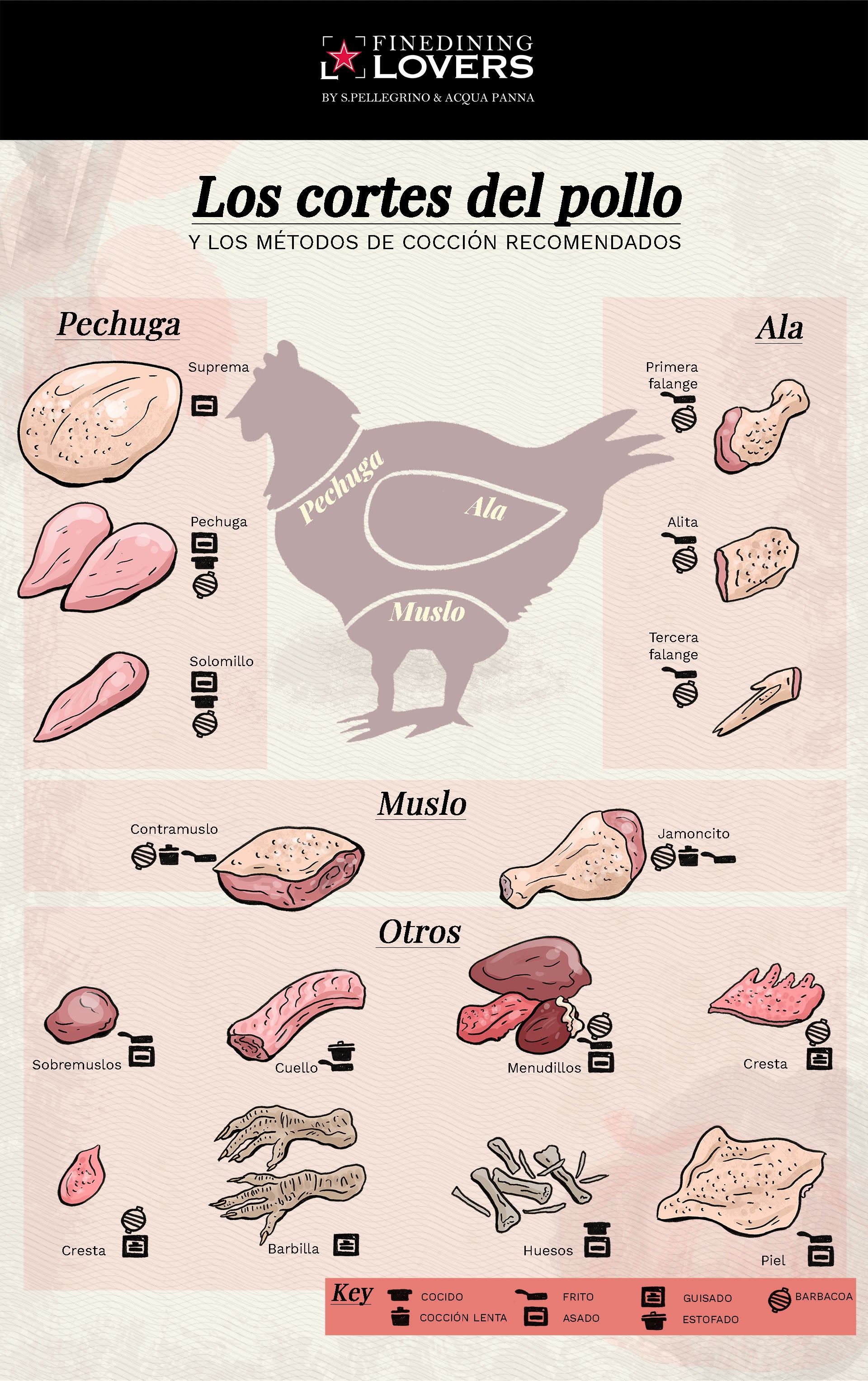 Cortes del pollo