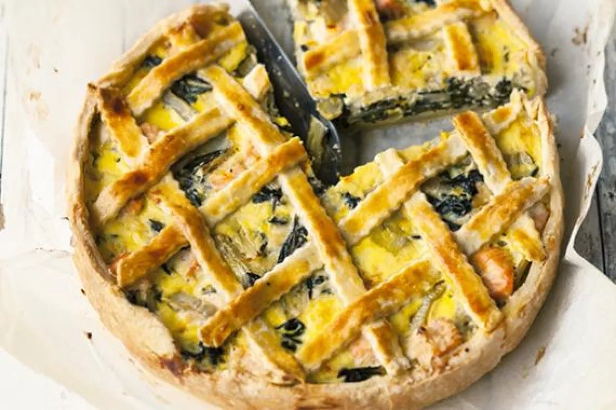 Quiche de acelgas con salmón