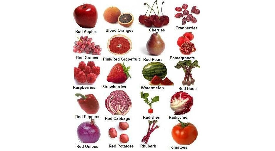 Frutas y verduras rojas