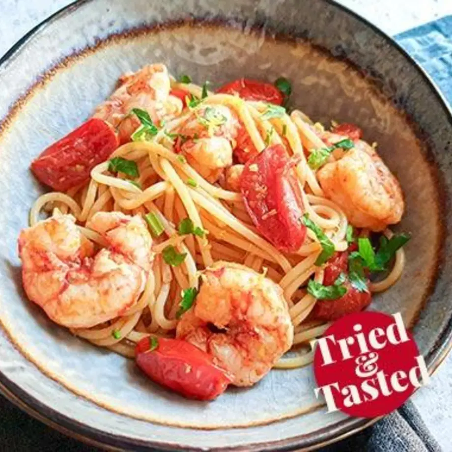 Espaguetis con langostinos